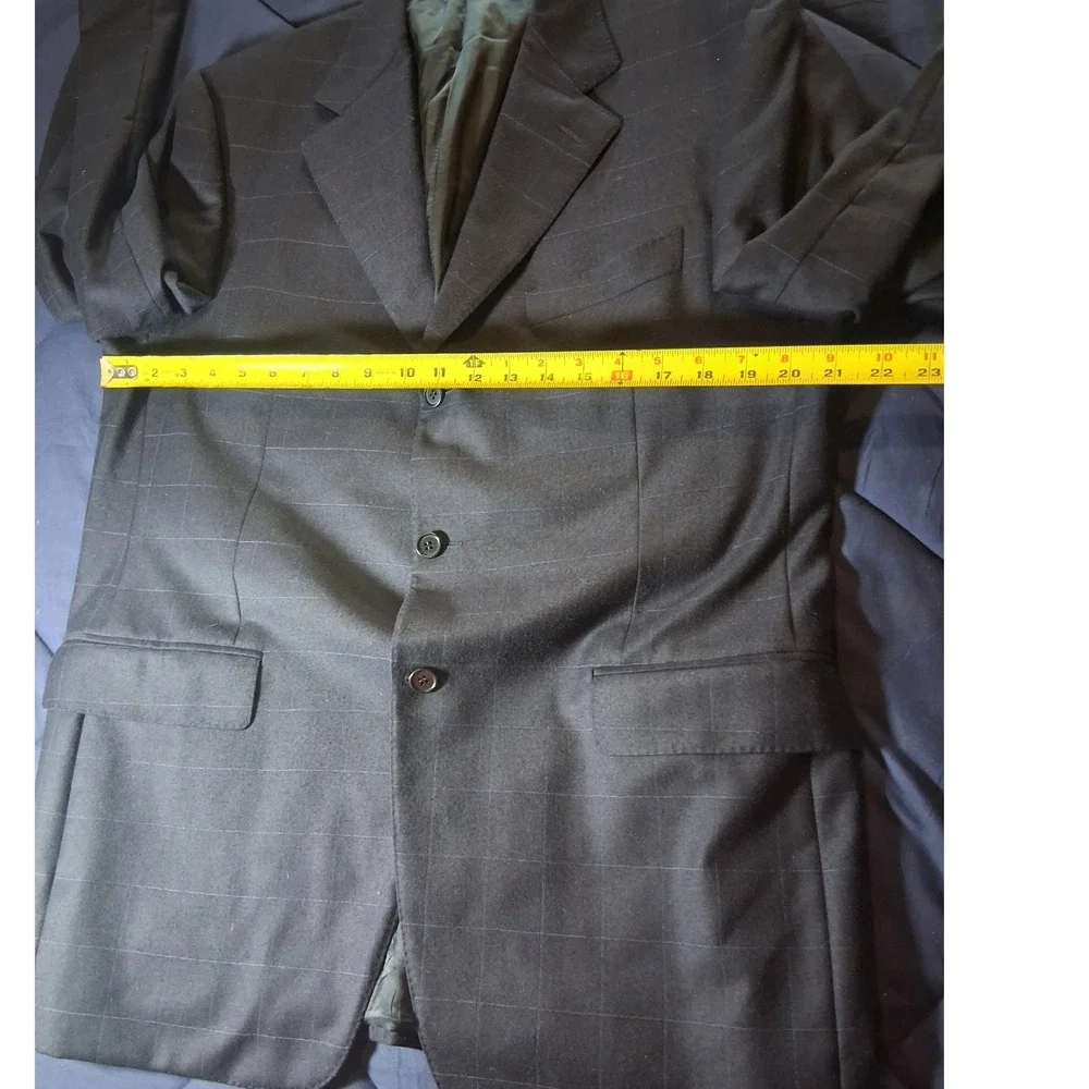 Canali Mens Wool Windowpane Blazer Sport Coat 52R/42R US  Made in Italy Navy